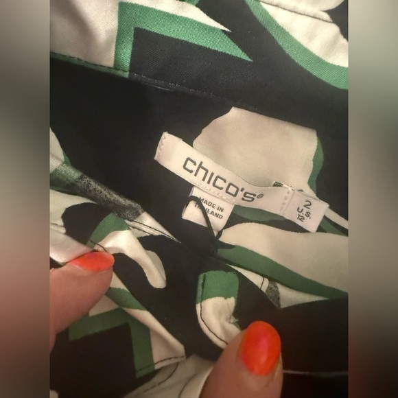 Chico's Black And White Button Down Shirt 2 - Picture 10 of 11
